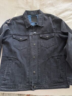 Blank NYC Black Washed Denim Jacket - Button Front Trucker